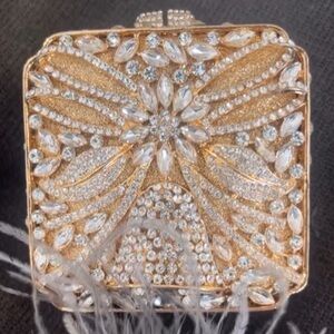 Gold and crystal Embellished CLUTCH